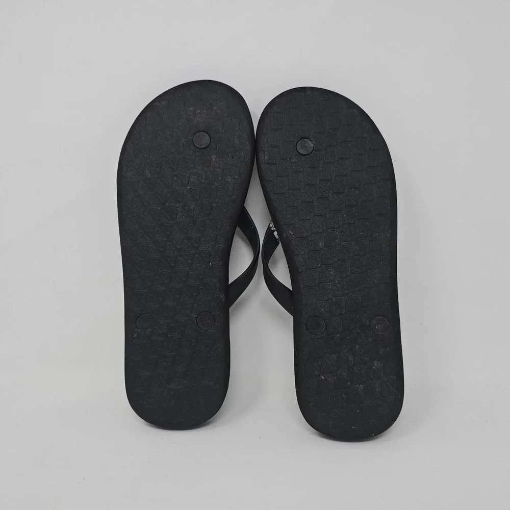 Roxy Womens Black White Floral Studded Flip Flop Sandals Size 9